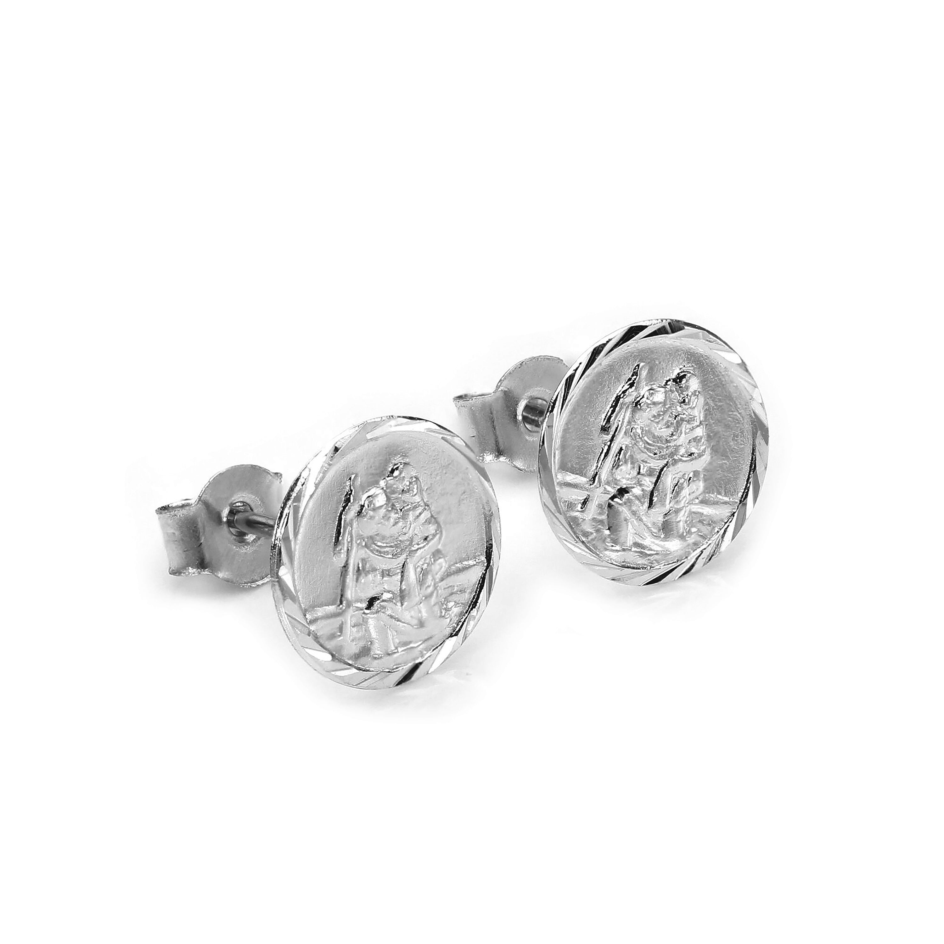 Sterlingsilber St. Christophorus Medaille Ohrstecker