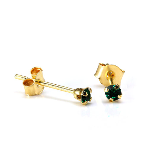 9 Karat Gold 2 mm runde Kristall-Ohrstecker - 7 Farben