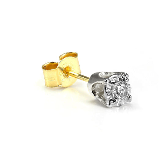 9 Karat Gold 0,05ct Diamant Quadrat Herren Ohrstecker
