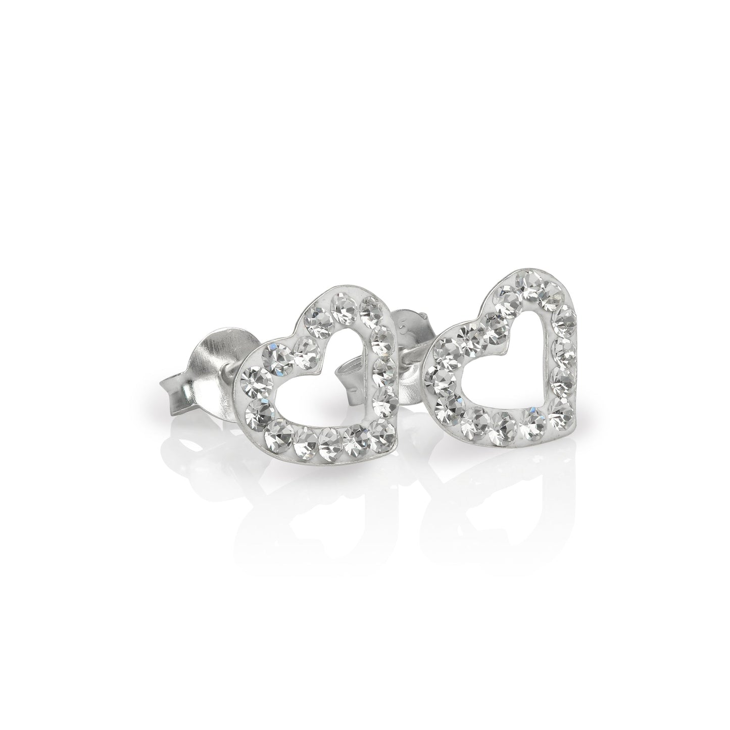 Sterling Silber & CZ Kristall verkrustete offene Herz Ohrstecker - 6 Farben