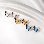 Flacher Schmetterling Ohrstecker aus Sterlingsilber & Emaille