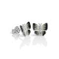 Flacher Schmetterling Ohrstecker aus Sterlingsilber & Emaille