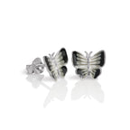 Flacher Schmetterling Ohrstecker aus Sterlingsilber & Emaille