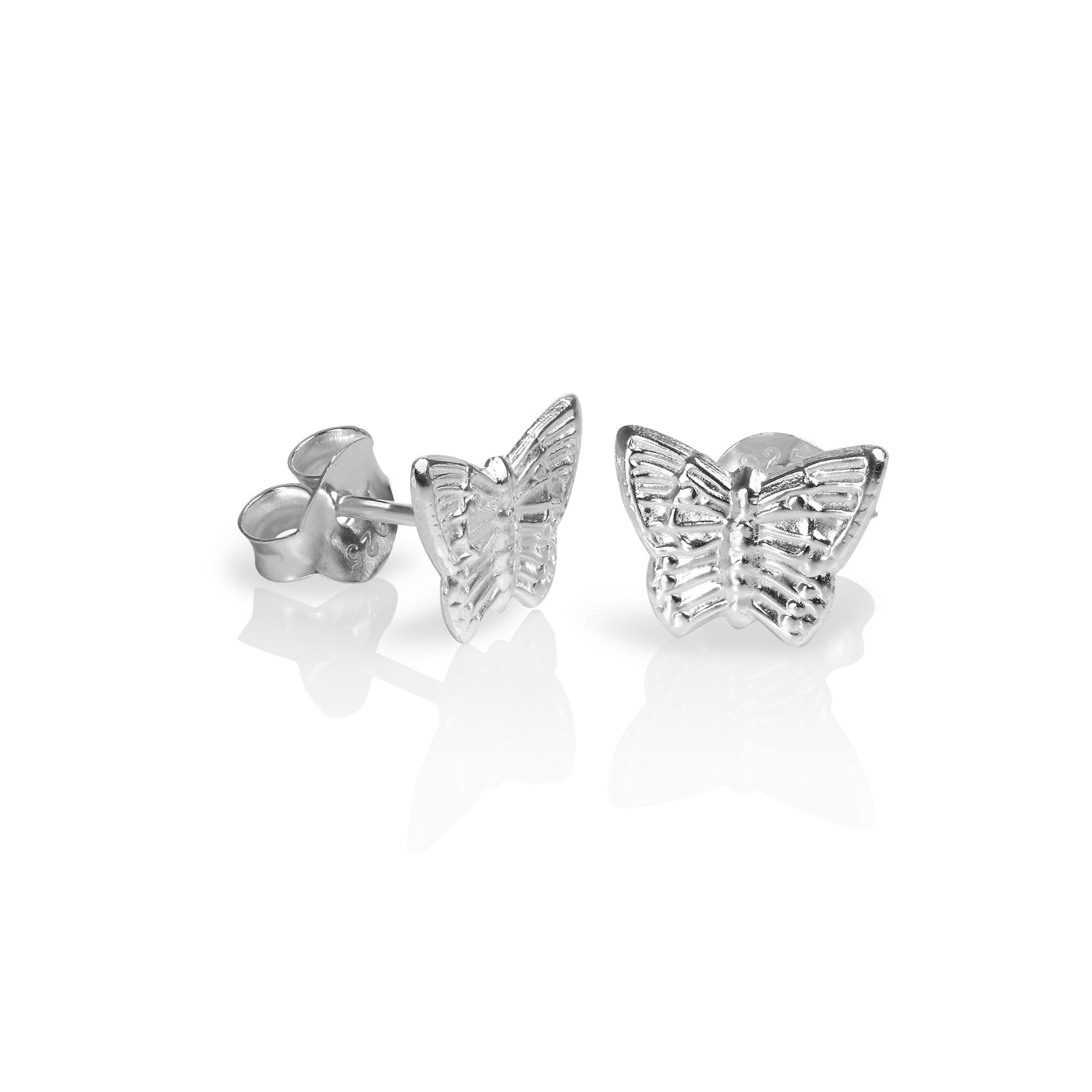 Sterlingsilber Flach Schmetterling Ohrstecker