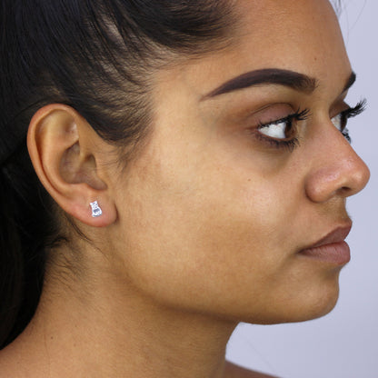 Sterlingsilber Flach Sitzende Katze Ohrstecker