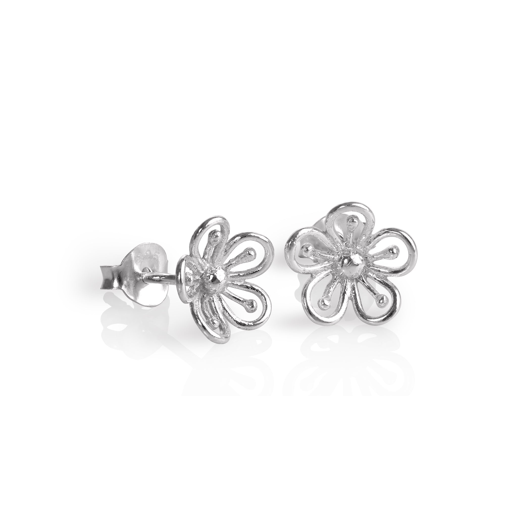 Sterlingsilber 3D Offen Blume Ohrstecker
