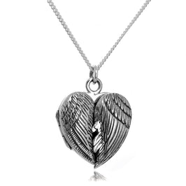 Sterlingsilber Engel-Flügel-Medaillon-Halskette an Kette