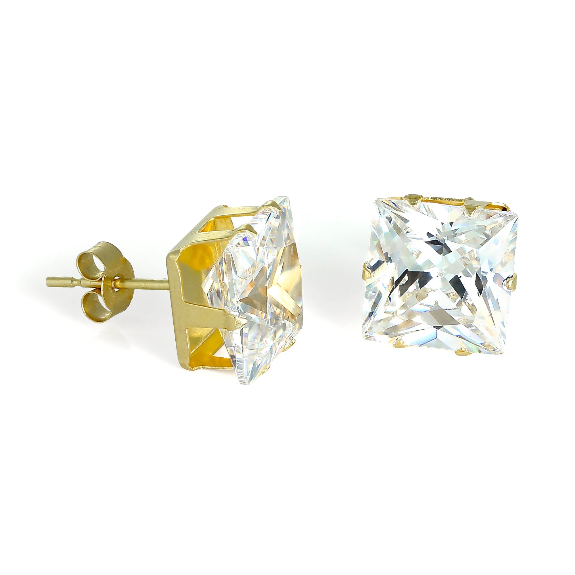 9 Karat Gold & 8 mm Quadrat CZ Kristall Ohrstecker