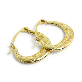 Klein 9 Karat Gold Gemustert Creolen Ohrringe 