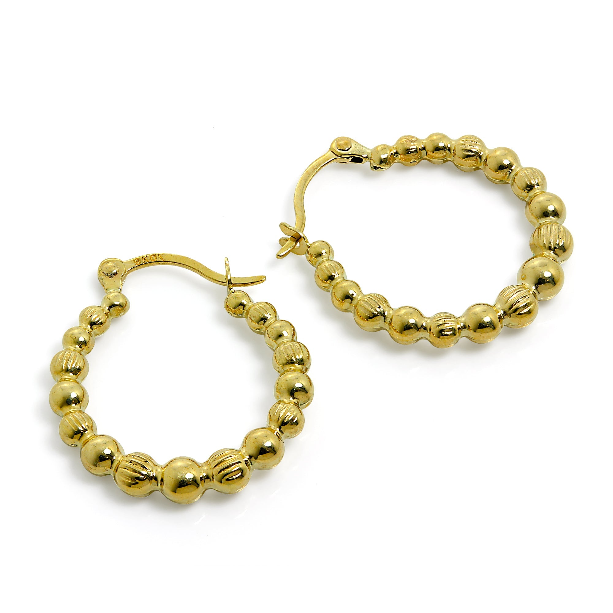 9 Karat Gold Kugelbesetzten 12 mm Creolen Ohrringe