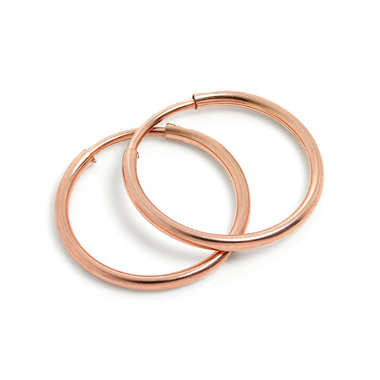 9 Karat Roségold 14mm Schläfer Creolen Ohrringe