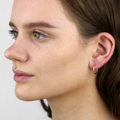 9 Karat Roségold 14mm Schläfer Creolen Ohrringe