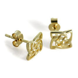 9 Karat Gold Quadrat Keltischer Knoten Ohrstecker