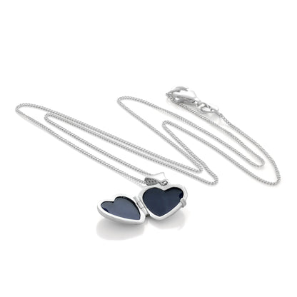 Winzige Sterling Silber gravierte Herz-Medaillon an Kette