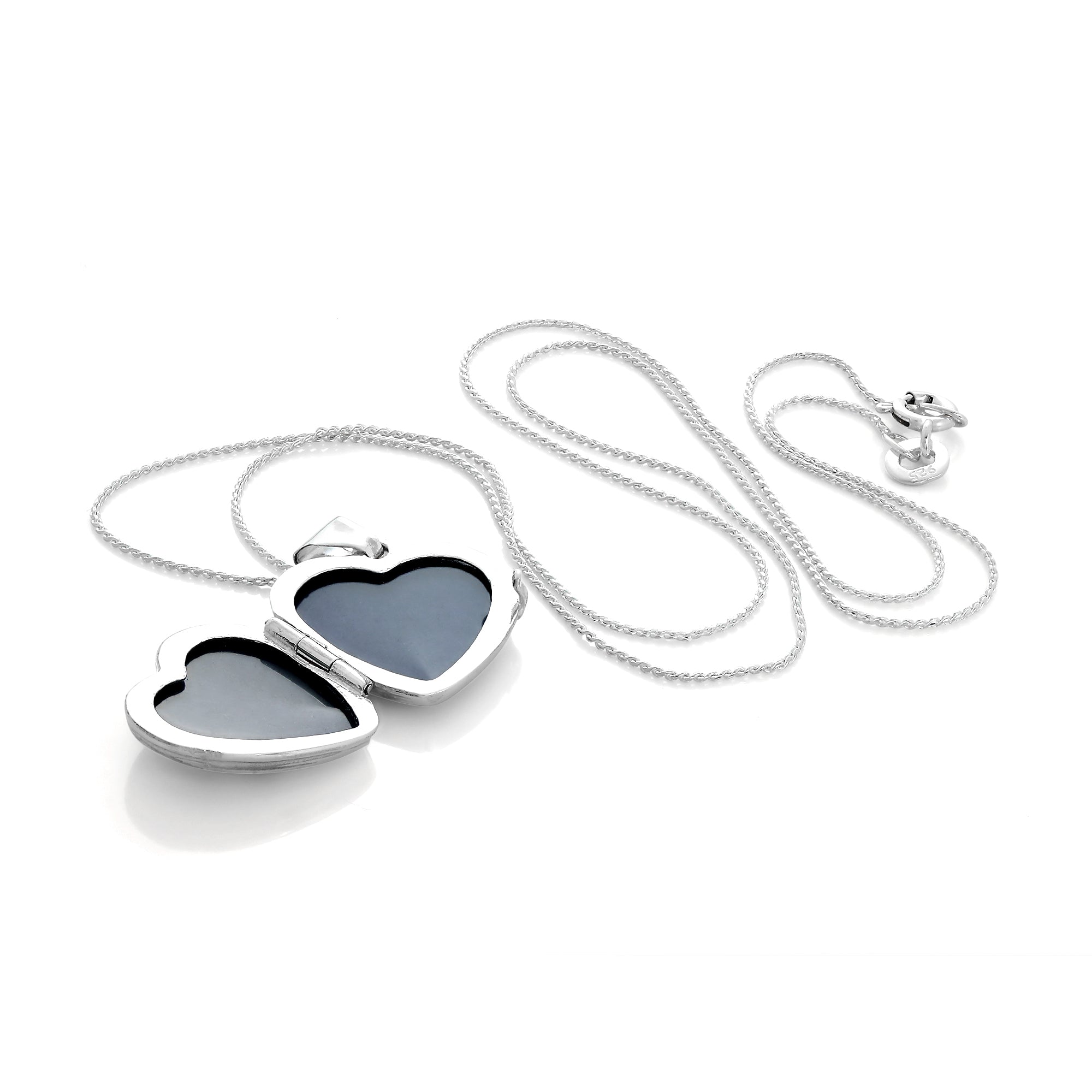 Sterlingsilber Herz Medaillon mit matten Herzen an Kette