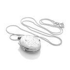 Sterlingsilber graviertes ovales 4-Foto Familienmedaillon an Kette