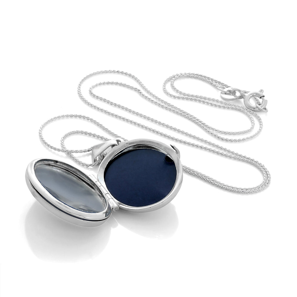 Sterlingsilber graviertes ovales 4-Foto Familienmedaillon an Kette