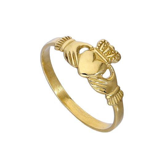 9 Karat Gold Claddagh-Ring für Kinder Größe A–H