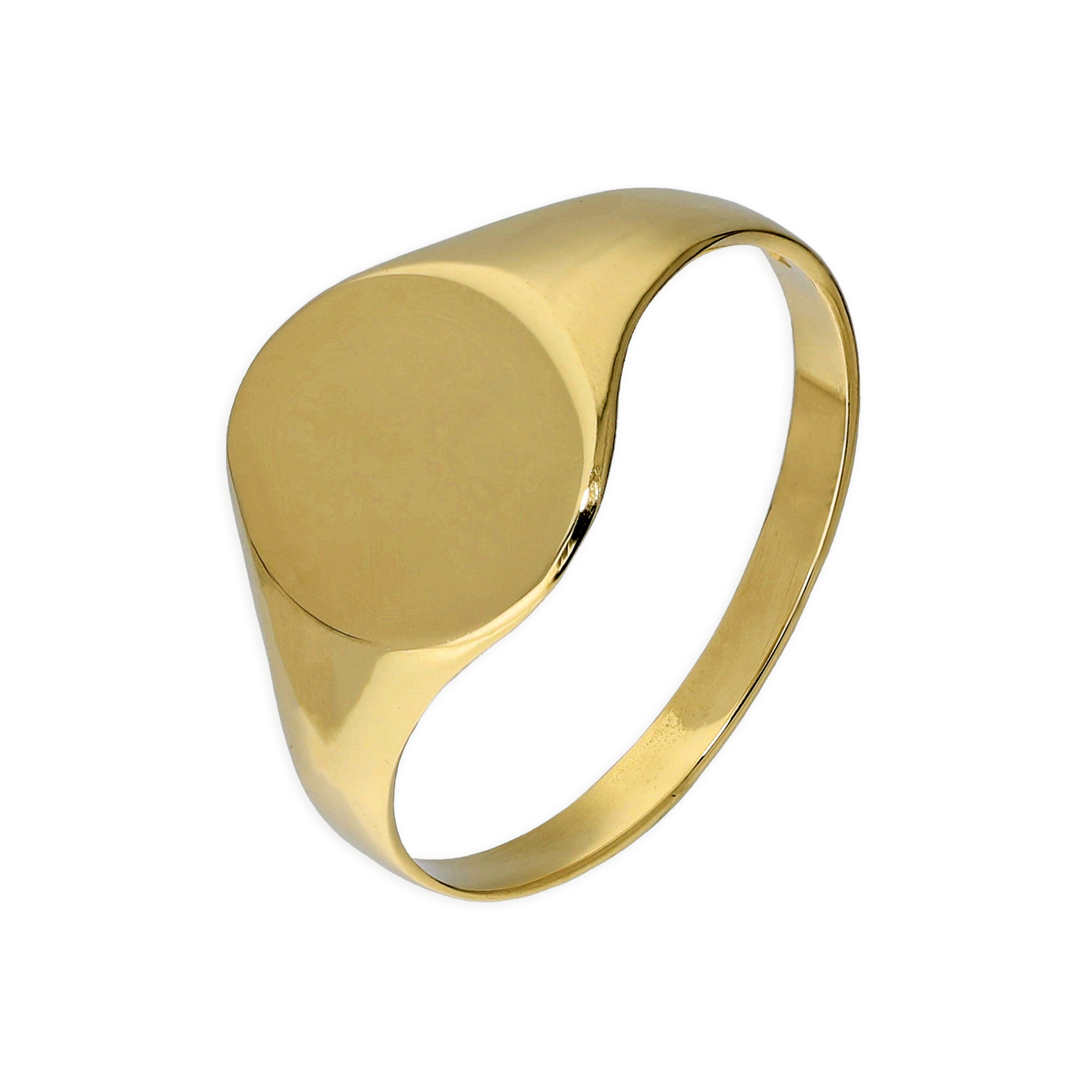 9 Karat Gold, gravierbar, runder Siegelring für Damen, Größe L–Q