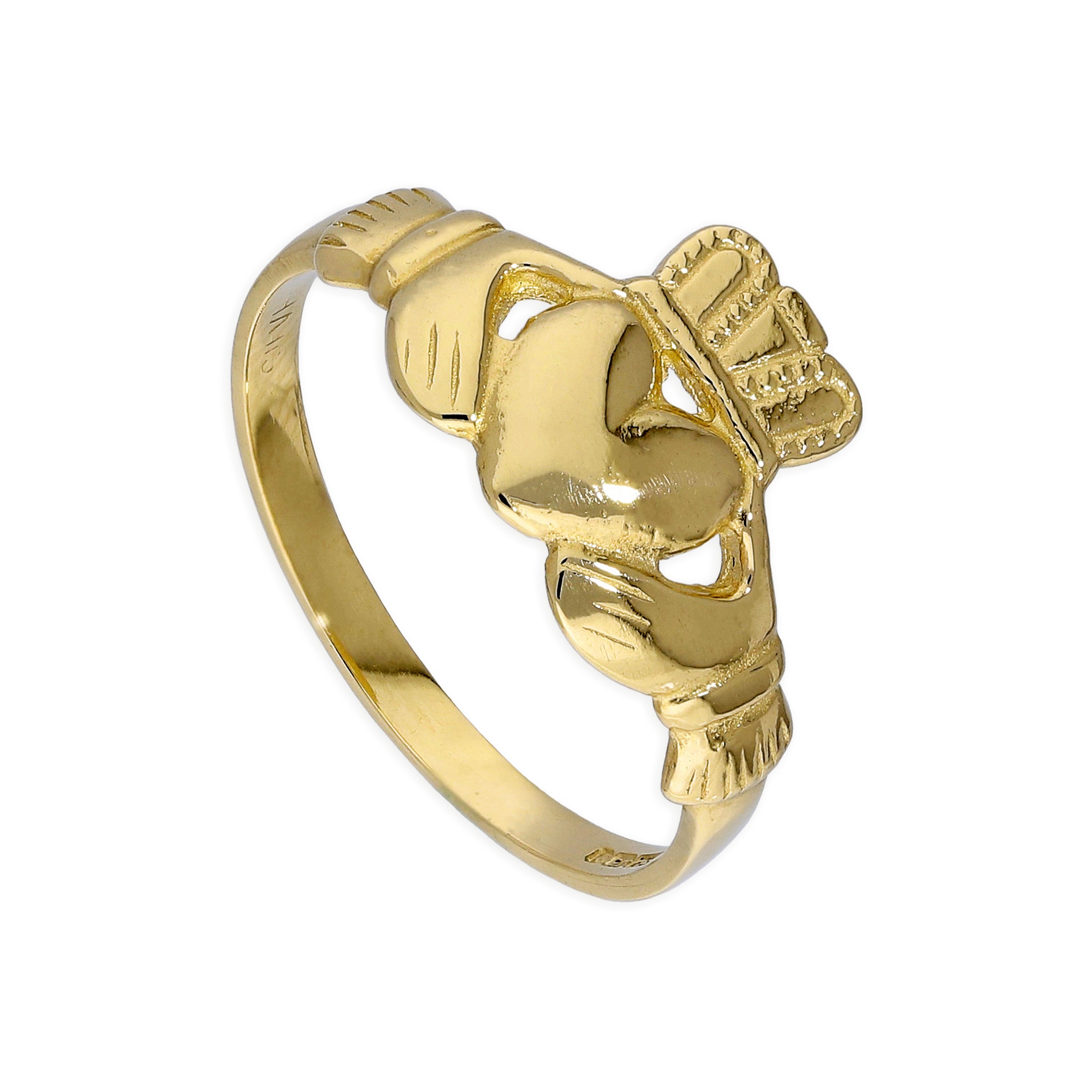 9 Karat Gold-Claddagh-Ring für Damen, Größe 16–18