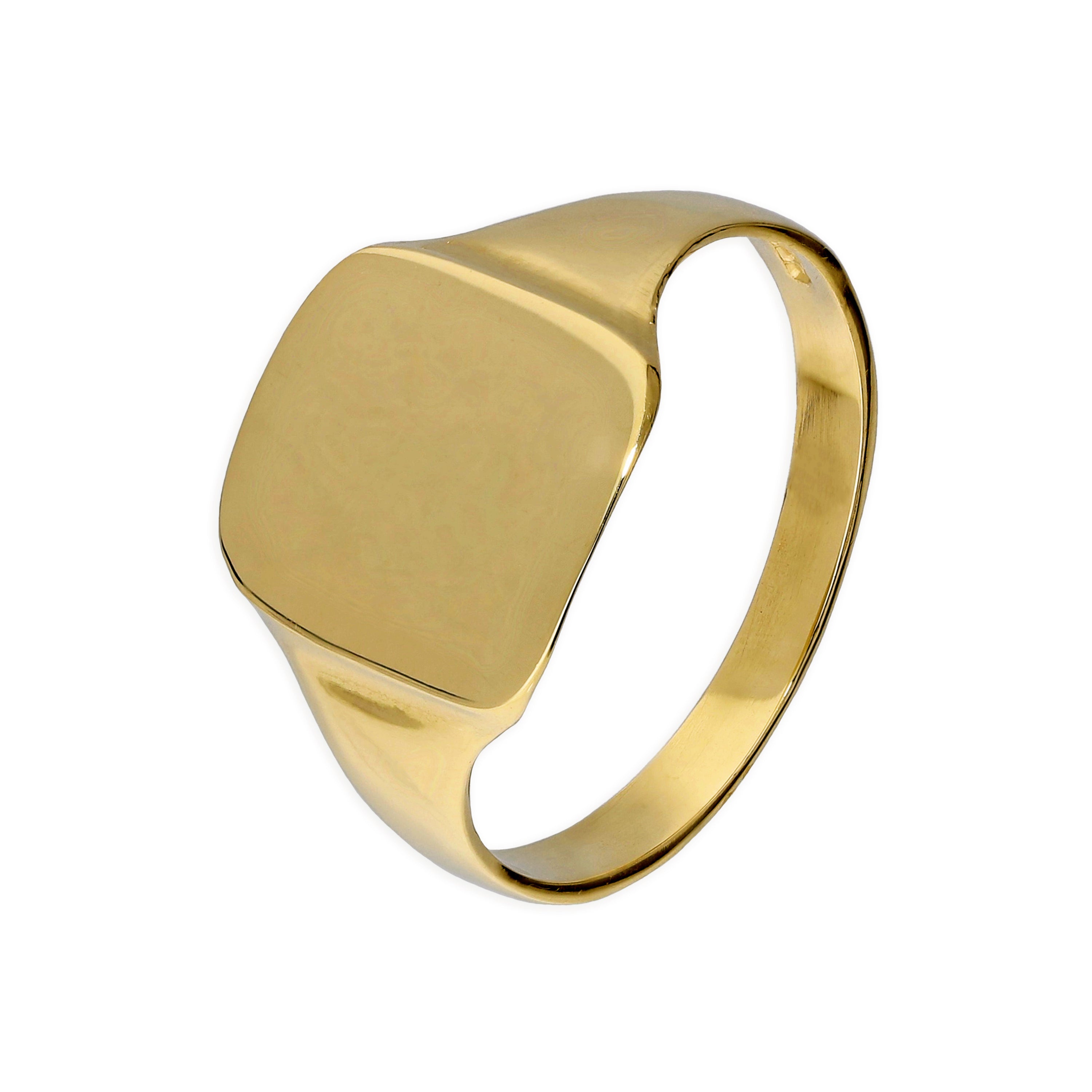 9 Karat Gold, gravierbar, großer quadratischer Siegelring für Herren, Größe R–W