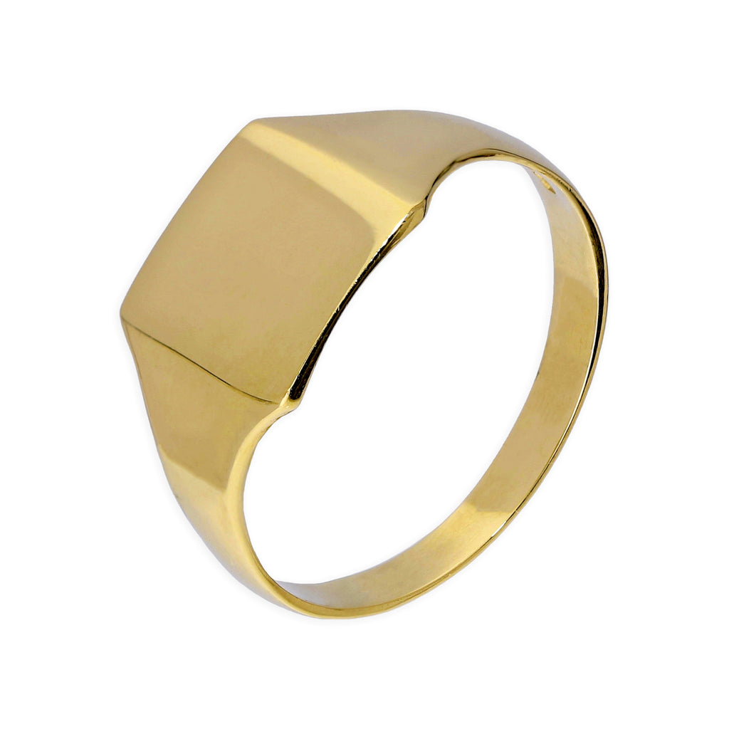 9 Karat Gold, gravierbar, Herren-Großes-Quadrat-Siegelring, Größe R–W