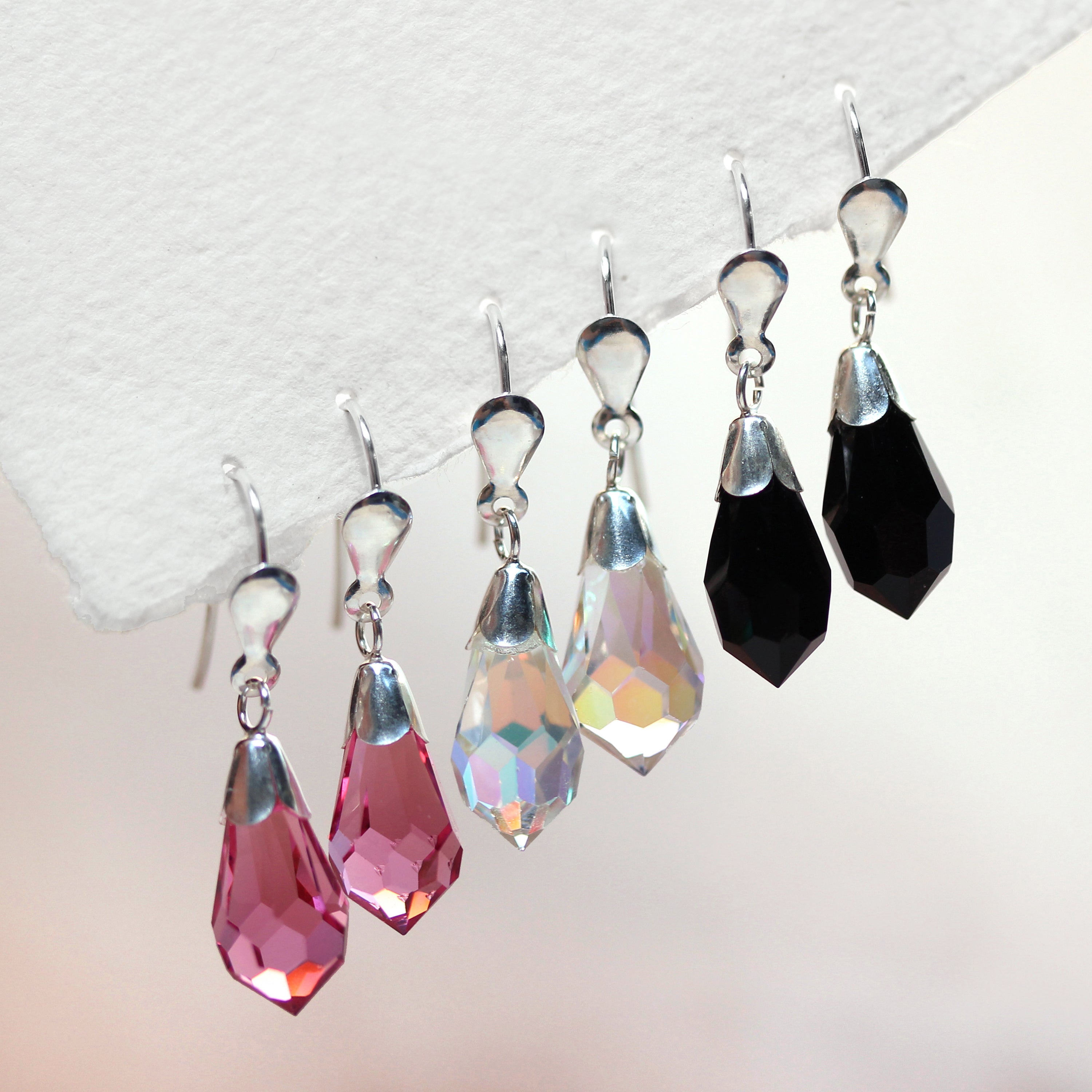 Drahtohrringe aus Sterlingsilber und Kristall - 6 Farben
