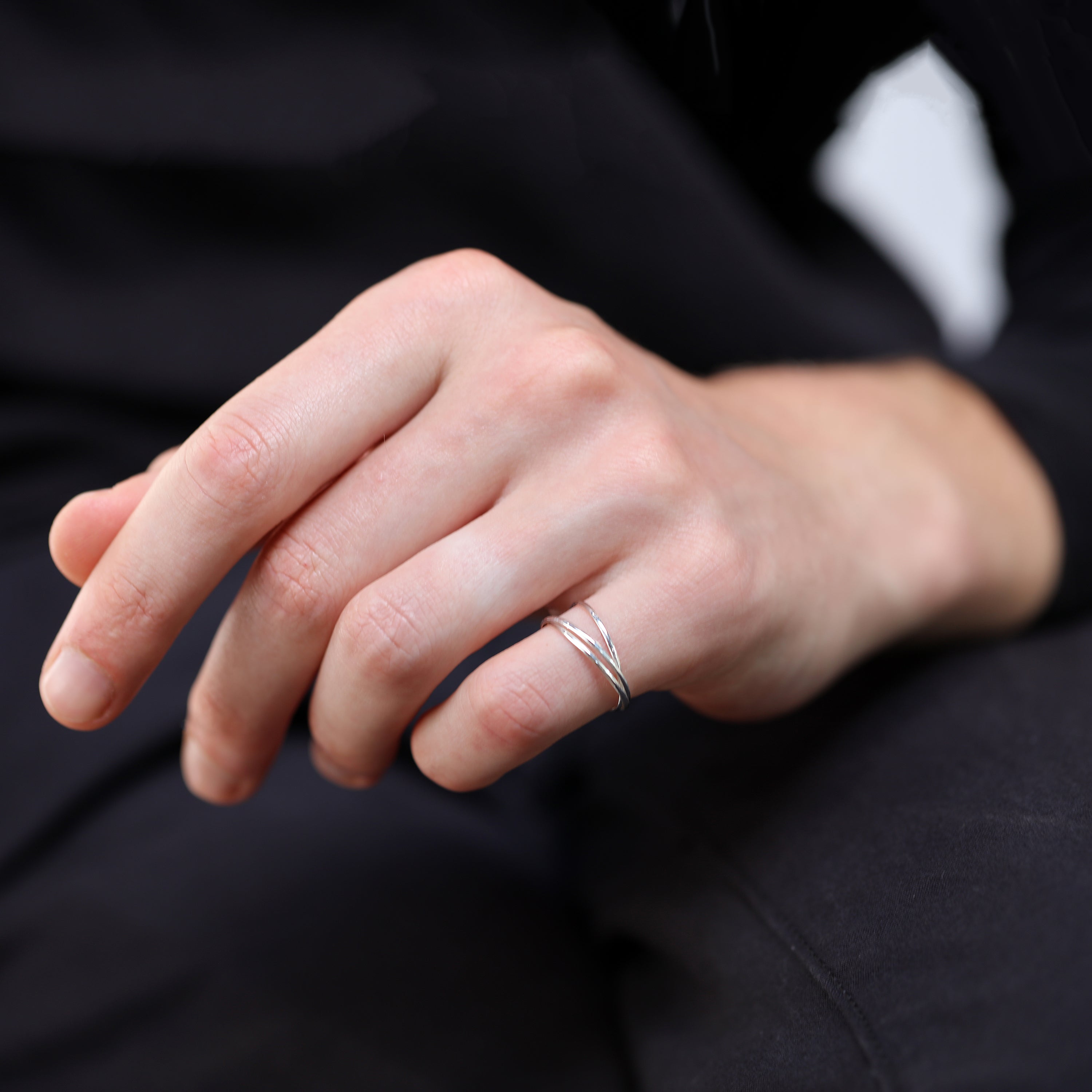 Sterlingsilber ineinander verschlungene Dreifachringe