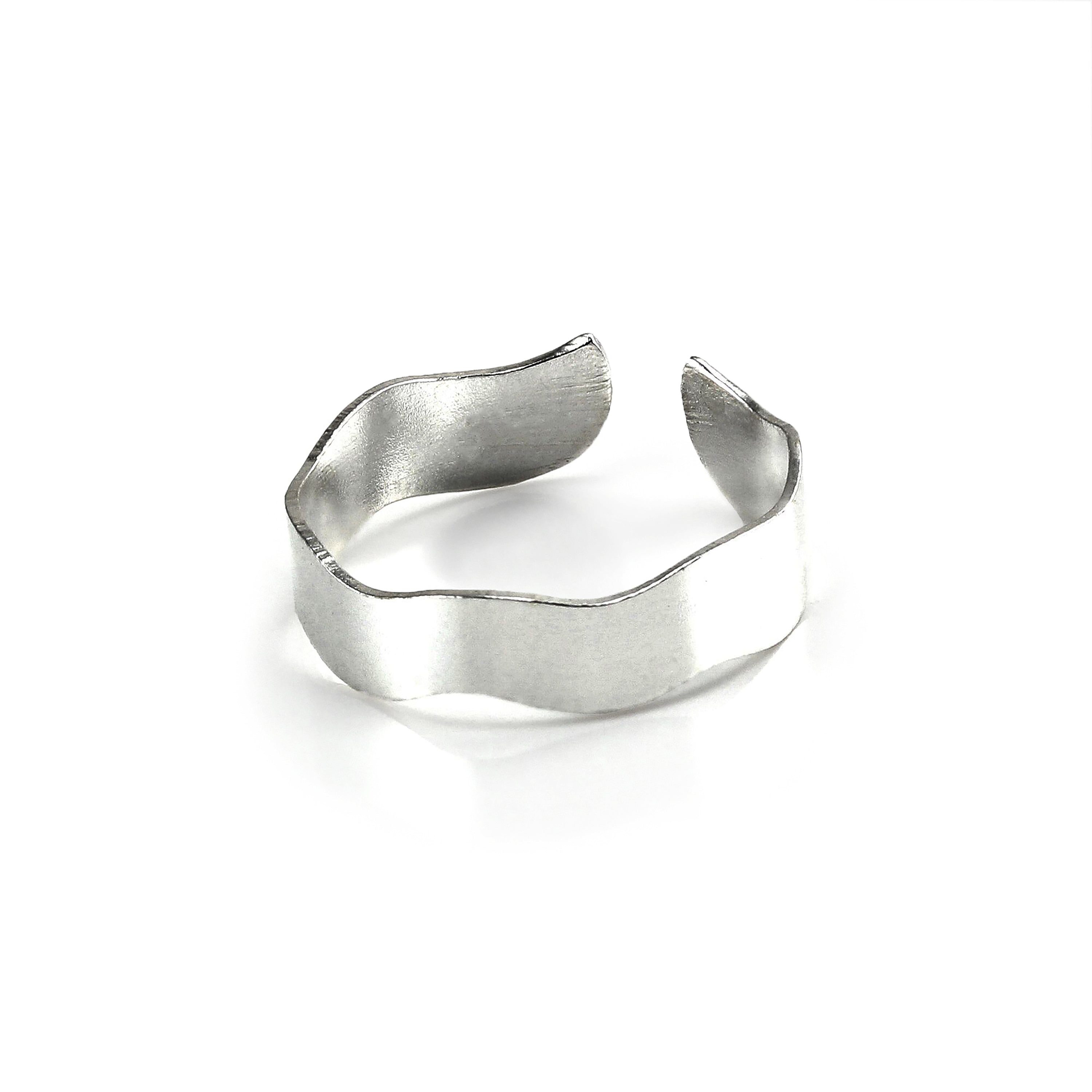 Sterlingsilber 4 mm Band Verstellbar Wellig Zehenring
