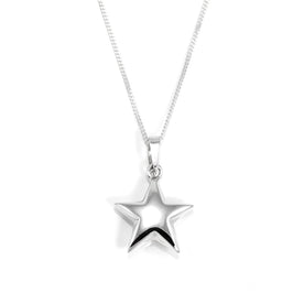 Sterlingsilber Geschwollener Stern Anhänger Halskette