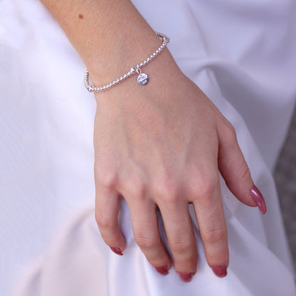 Sterlingsilber Dehnbar Kugel Anhänger Armband