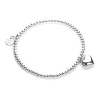 Sterlingsilber Dehnbar Kugel Herz Anhänger Armband 