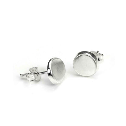 Sterlingsilber 8mm Gebürstet Knopf Ohrstecker