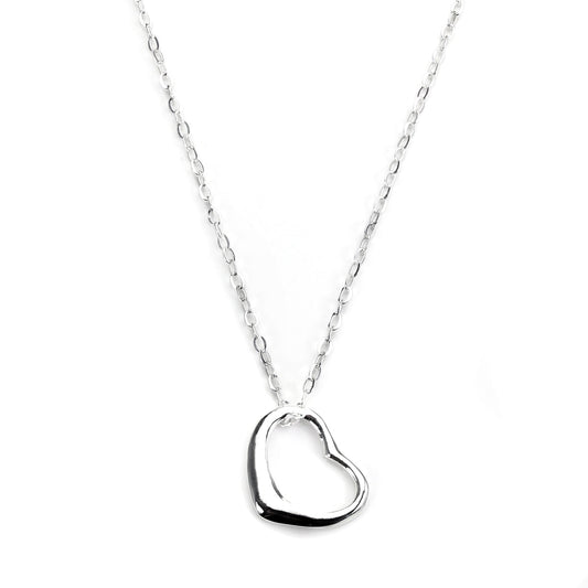 Sterling Silver Open Heart Pendant Necklace