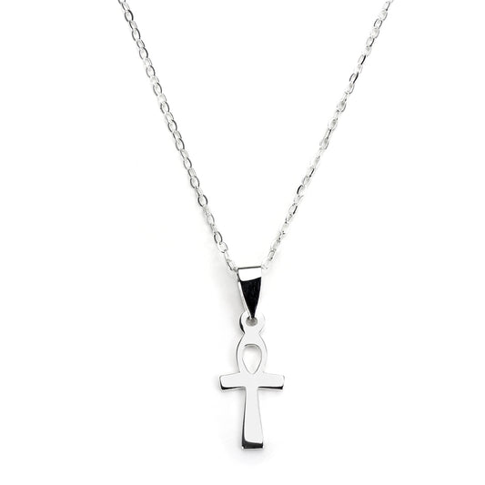 Halskette mit kleinem Ankh-Kreuzanhänger aus Sterlingsilber