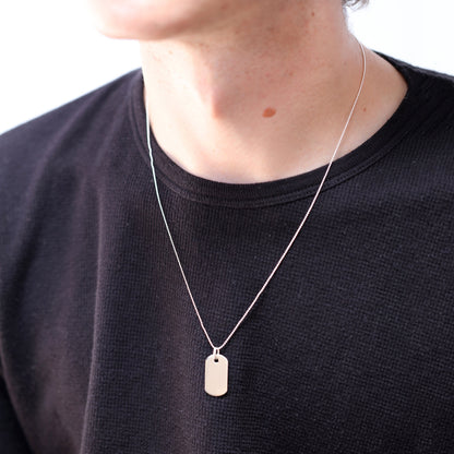 Halskette mit schlichtem, gravierbarem Dog-Tag-Anhänger aus Sterlingsilber