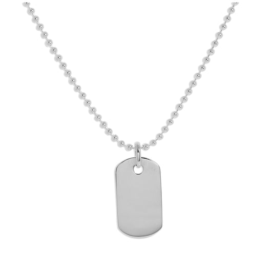Halskette mit schlichtem, gravierbarem Dog-Tag-Anhänger aus Sterlingsilber