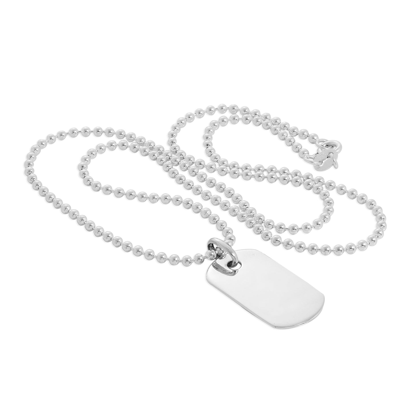 Halskette mit schlichtem, gravierbarem Dog-Tag-Anhänger aus Sterlingsilber