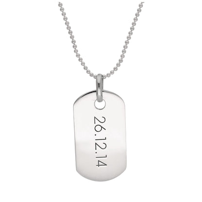 Halskette mit schlichtem, gravierbarem Dog-Tag-Anhänger aus Sterlingsilber