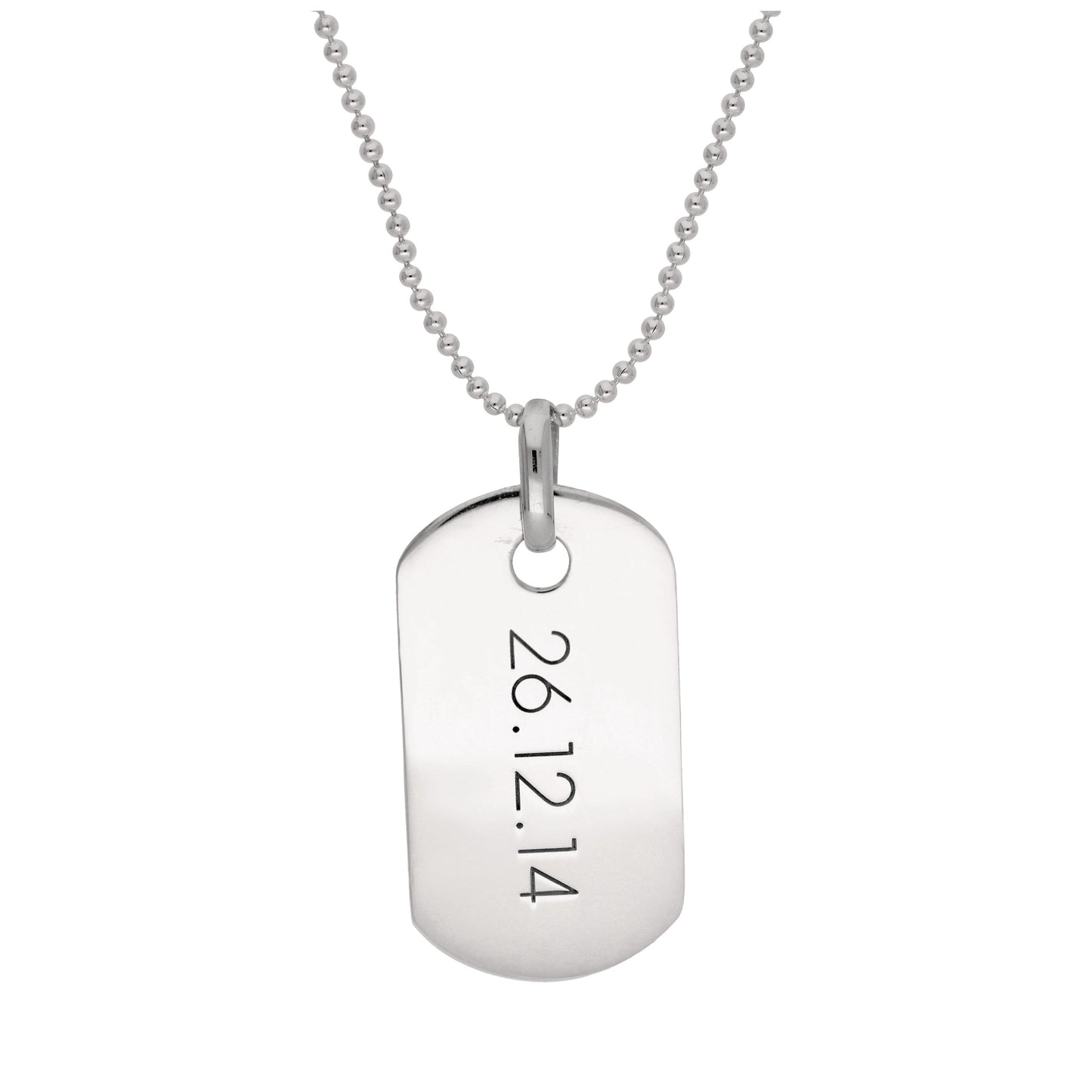 Halskette mit schlichtem, gravierbarem Dog-Tag-Anhänger aus Sterlingsilber