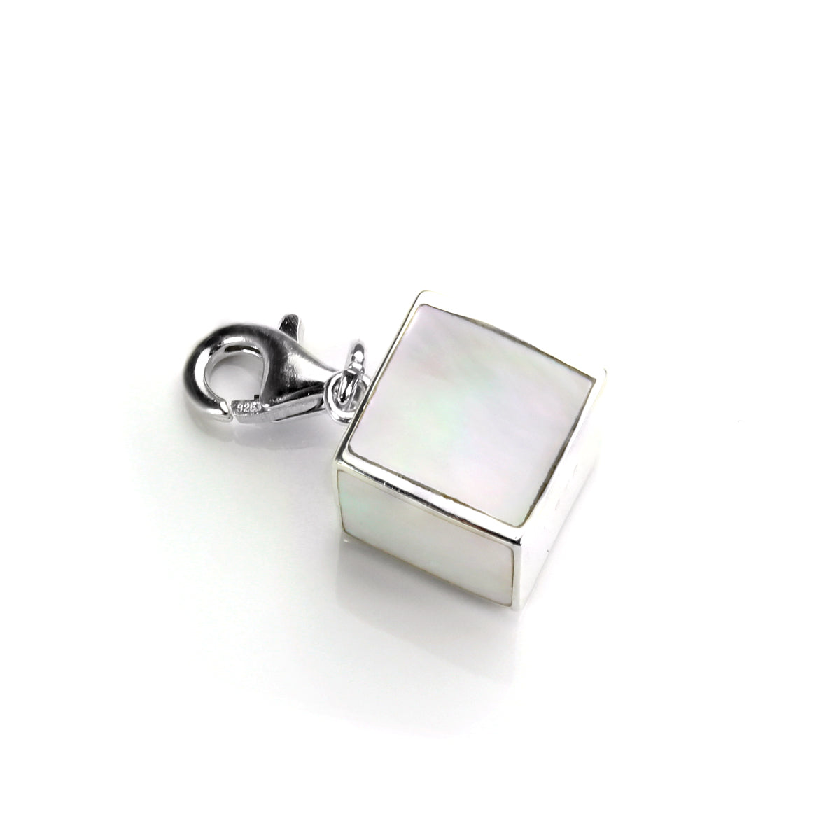 Sterlingsilber & Perlmutt Würfel Anhänger zum Anklipsen