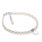 Sterlingsilber & Weiß Süßwasserperle Armband mit Stern Anhänger