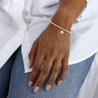 Sterlingsilber & Weiß Süßwasserperle Armband mit Stern Anhänger