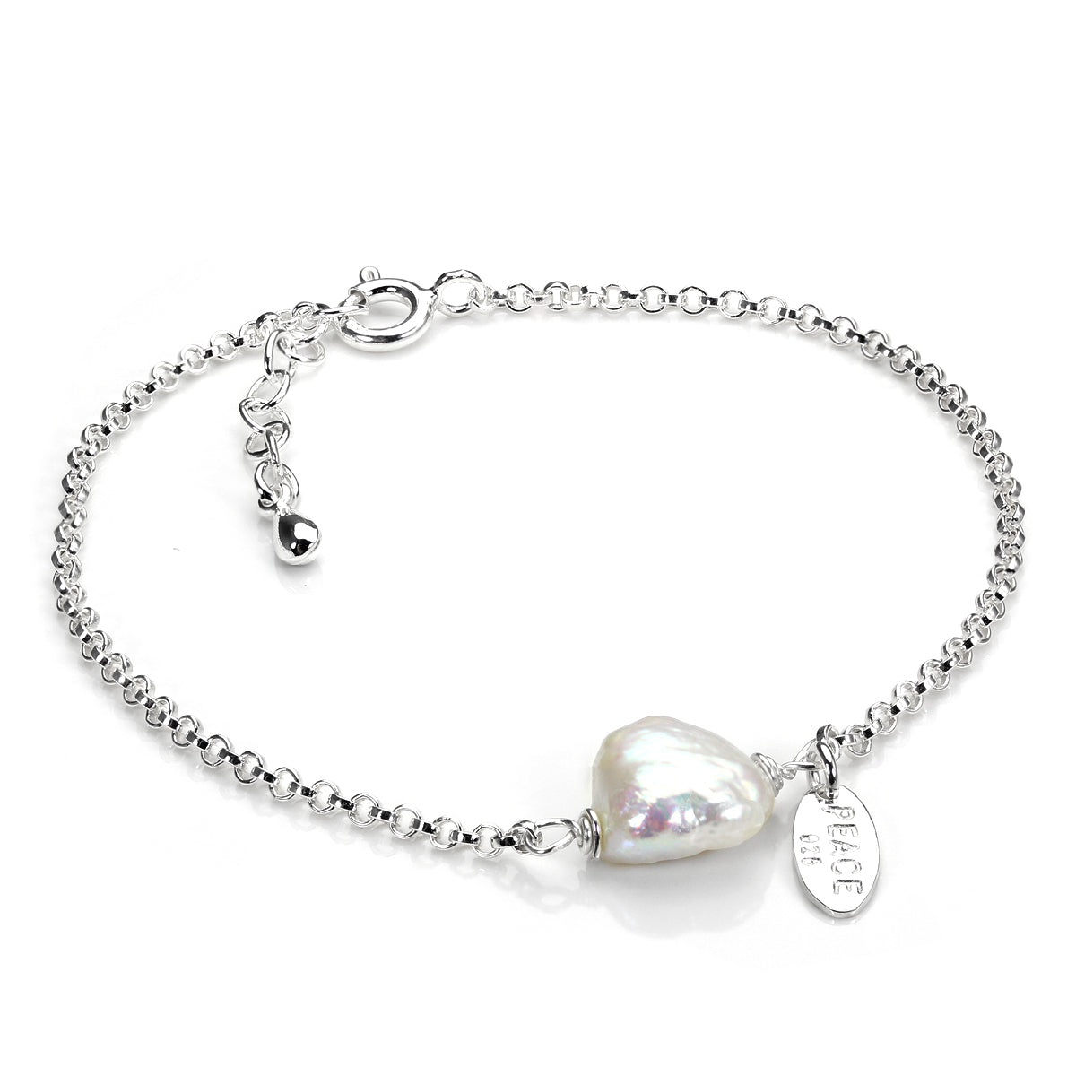 Sterlingsilber Rolo Kette Armband mit natürlicher Süßwasserperle