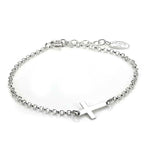 Sterlingsilber Rolo Kette Verstellbar Armband mit Kreuz Anhänger