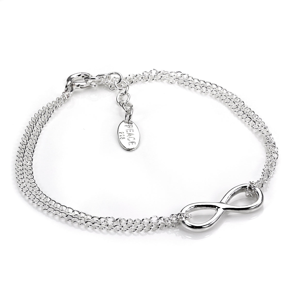 Sterlingsilber Rolo Kette Verstellbar Armband mit Groß Unendlichkeit Anhänger
