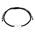 Makramee-Armband aus schwarzer Kordel mit Unendlichkeitsschleife aus Sterlingsilber