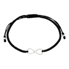 Makramee-Armband aus schwarzer Kordel mit Unendlichkeitsschleife aus Sterlingsilber
