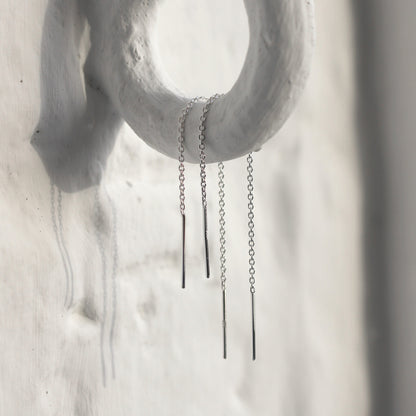 Groß Sterlingsilber Belcher Kette Einfädel Durchzieher Ohrringe