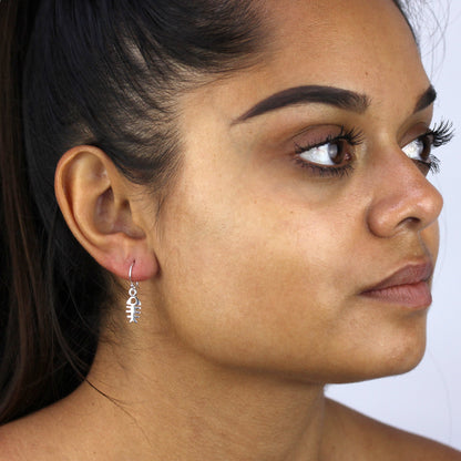 Sterlingsilber Fischgräte Baumel Ohrringe